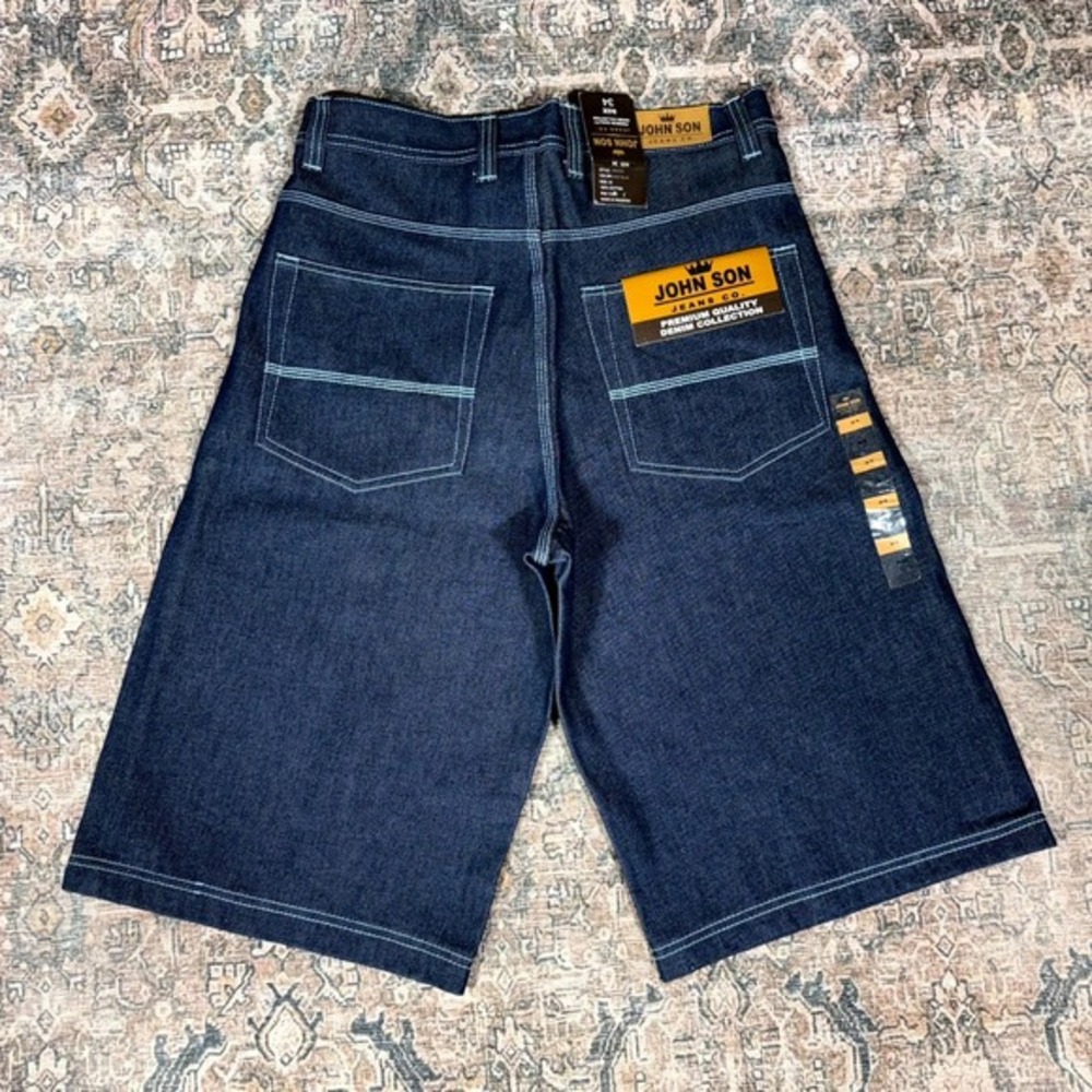 John Son Shorts Men's 34 Blue‎ Cotton Denim Bermuda Jorts Baggy Workwear Summer